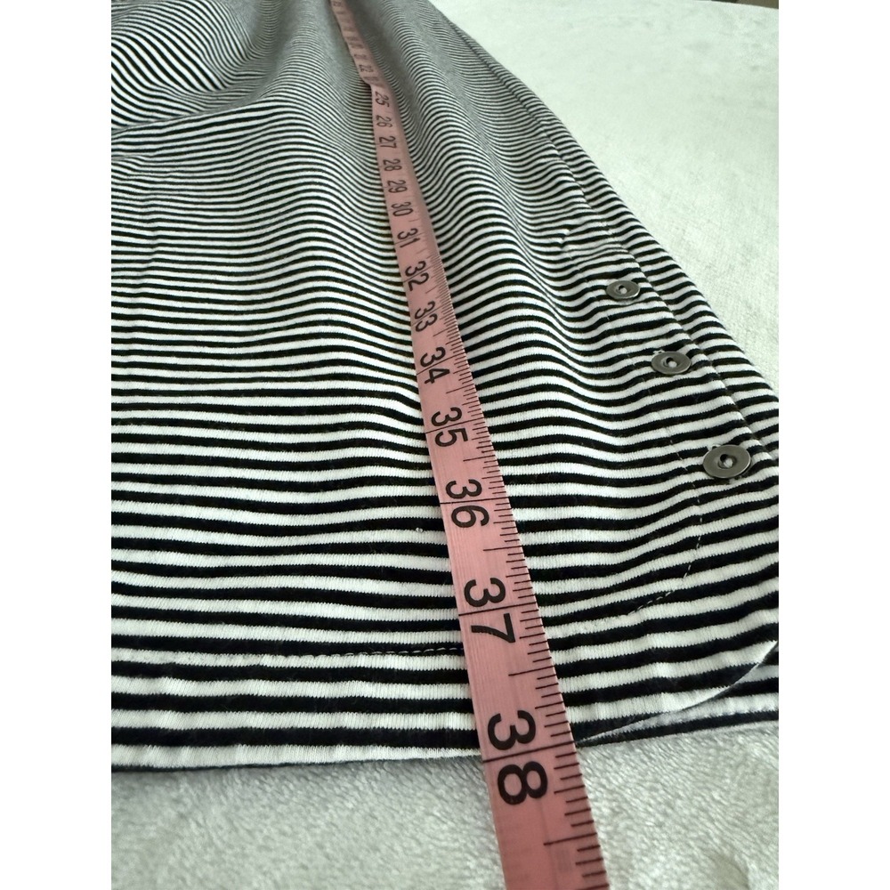 J Jill Perfect Pima Dress Medium Black White Striped 3/4 Sleeve Casual Knit - Picture 9 of 9